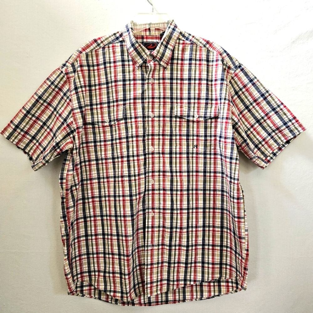 Roper Western Shirt Mens Multicolor Plaid Short Sleeve Button Down Pockets sz XL
